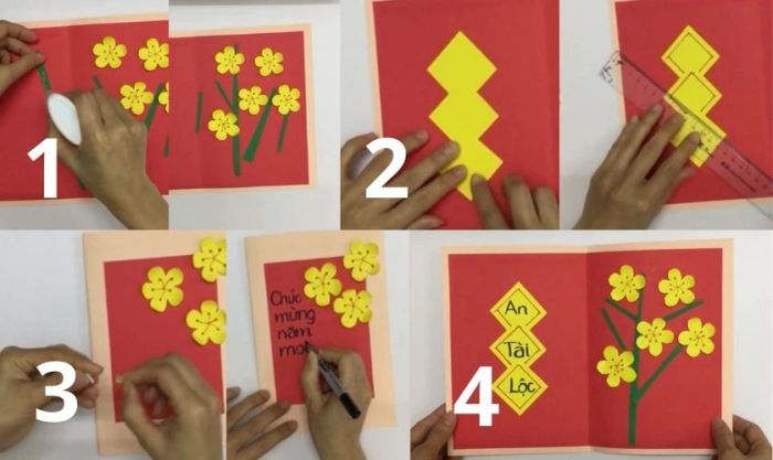 Dán các chi tiết lên thiệp