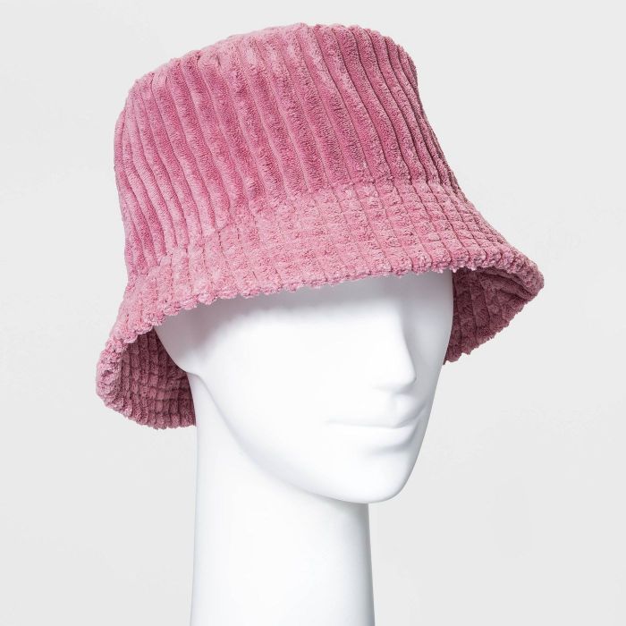pink corduroy bucket hat