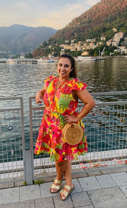 A Mytour editor wearing gold Birkenstock Arizona sandals