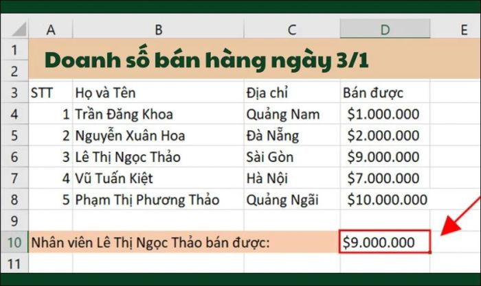 cách sử dụng hàm để tính toán