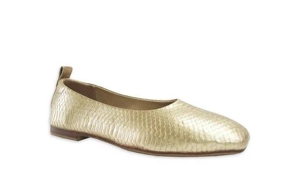 Gold ballet flats.