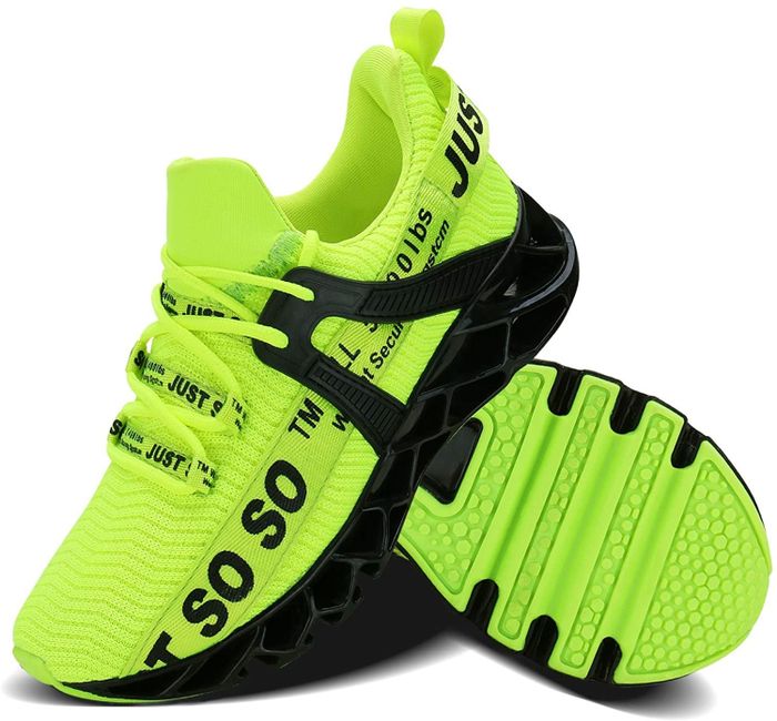 The green running shoes