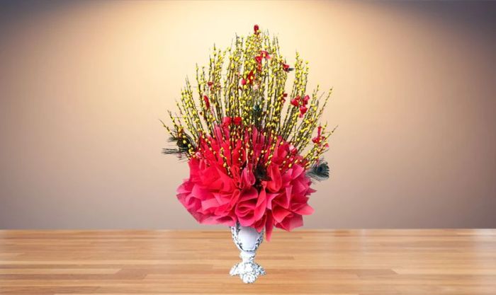 Mẫu cắm hoa nụ tầm xuân ngày Tết 2025 đẹp mắt và thu hút