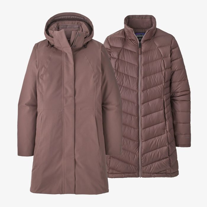 A brown jacket styled in two different ways