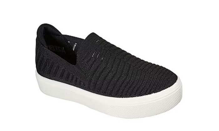 The black slip-on knit sneakers