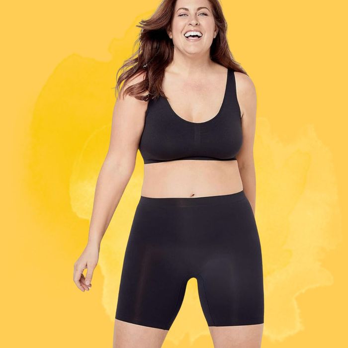A model showcasing the black shorts