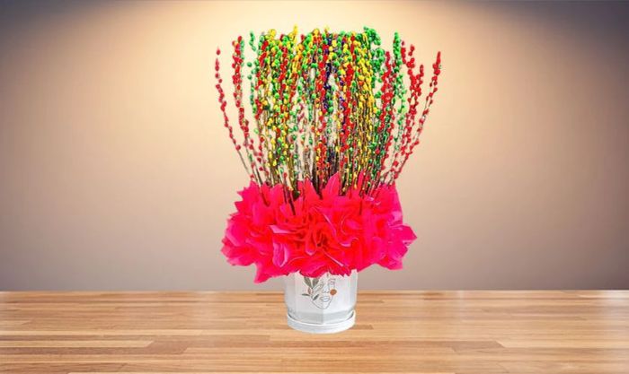 Mẫu cắm nụ tầm xuân ngày Tết 2025 đẹp với nhiều sắc màu