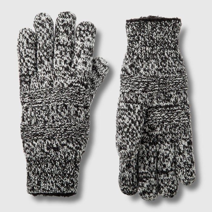 dark heather gray knit gloves