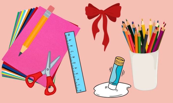 Hướng dẫn làm thiệp Tết 3D đơn giản từ giấy A4 màu - Nguyên liệu cần chuẩn bị