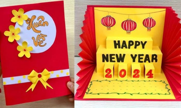 Mẫu thiệp chúc Tết hình quạt