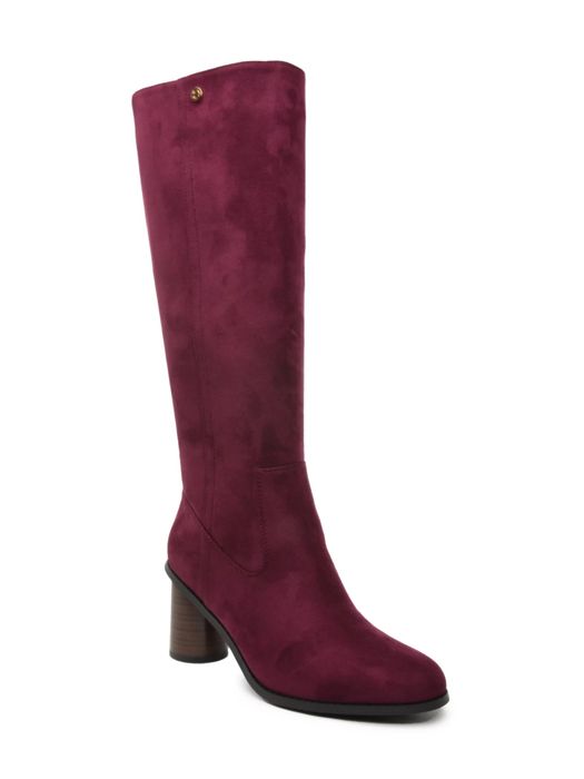 The burgundy knee-high boots
