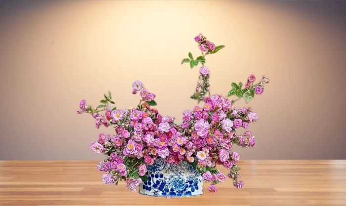 Hướng dẫn cắm hoa tầm xuân ngày Tết theo kiểu bất đối xứng