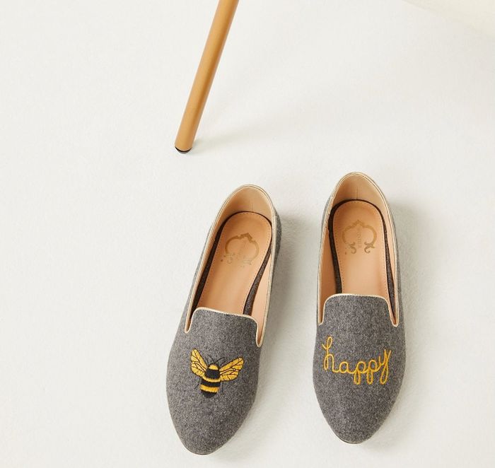 The heather grey embroidered flats