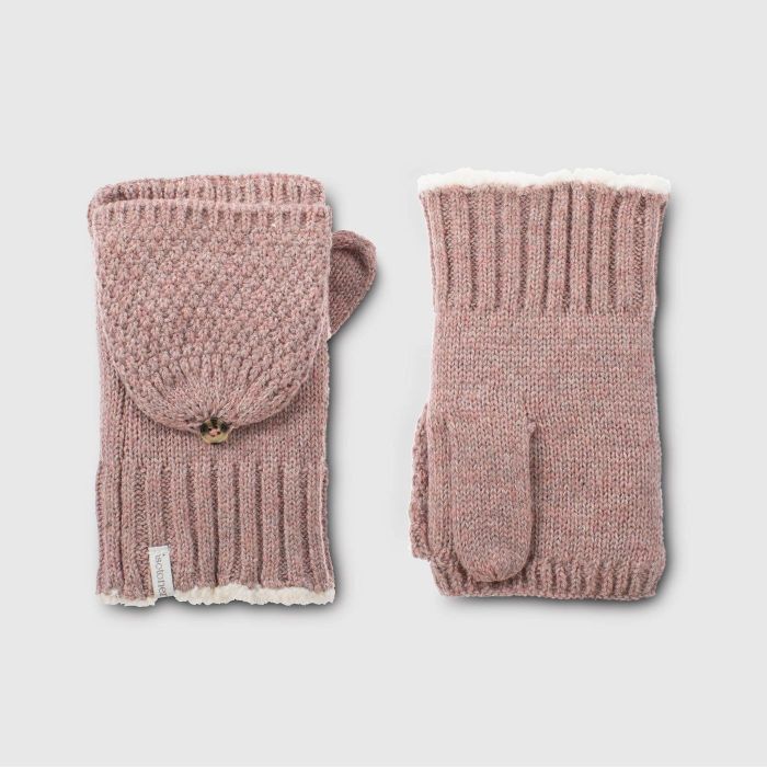 pink flip top mittens