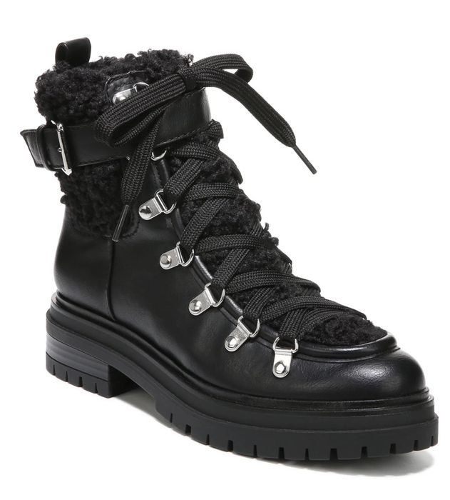 The black hiking boots