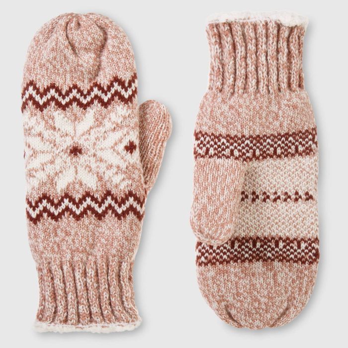 pink snowflake mittens