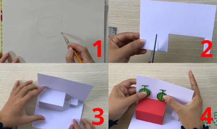 Hướng dẫn làm thiệp Tết 3D hình mèo thần tài