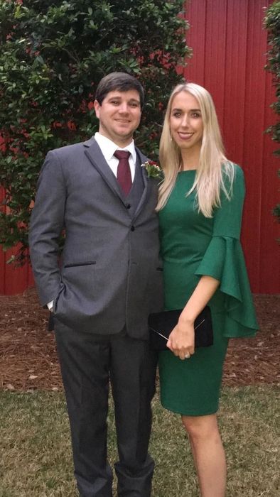 The dress in a lush green color