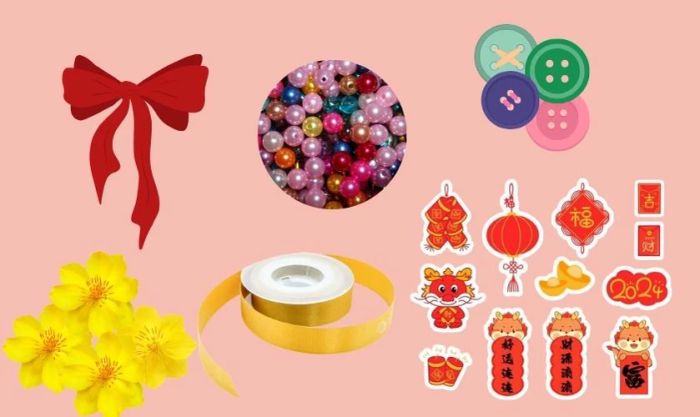 Chuẩn bị nguyên liệu trang trí để thiệp Tết thêm phần ấn tượng