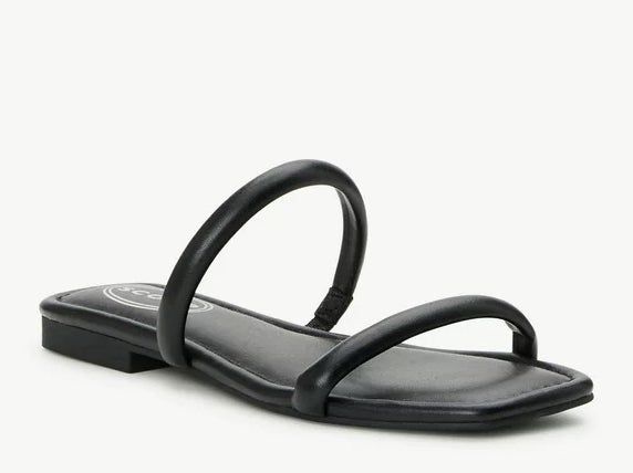 The slide-on sandals in black.