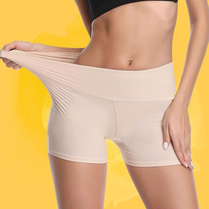 Model wearing the nude shorts