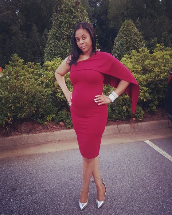 The dress in a vibrant red shade