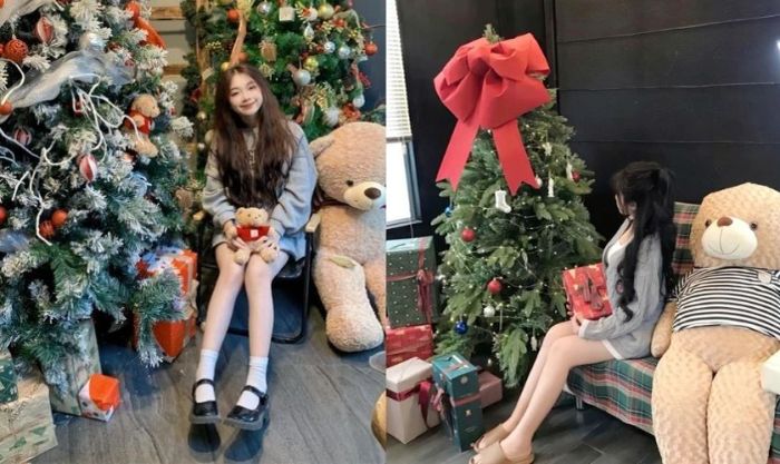 Cách tạo dáng chụp ảnh bên cây thông Noel đẹp mắt