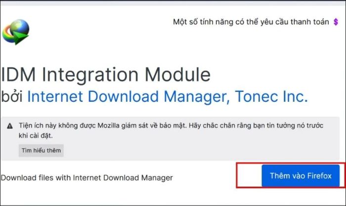 Ở bước này, hãy nhấn vào nút Thêm vào Firefox