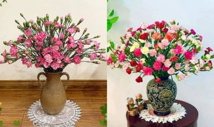 Mẫu cắm hoa phăng ngày Tết đơn giản