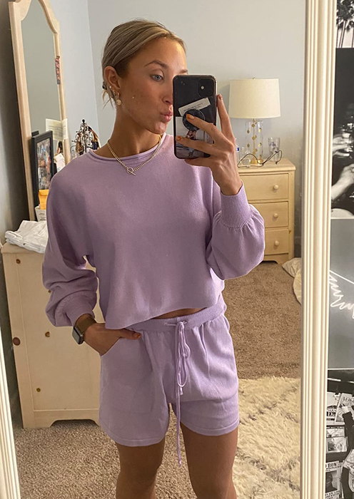 a reviewer modeling the purple set