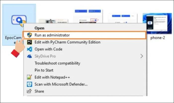 Nhấn chuột phải và chọn Run As Administrator để khởi động ứng dụng