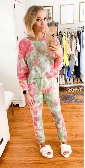 Reviewer showcasing the complete three-piece outfit