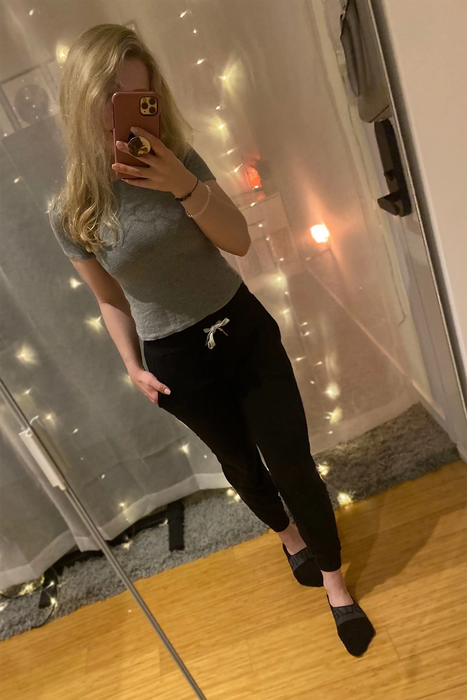Mytour writer rocking a pair of black joggers