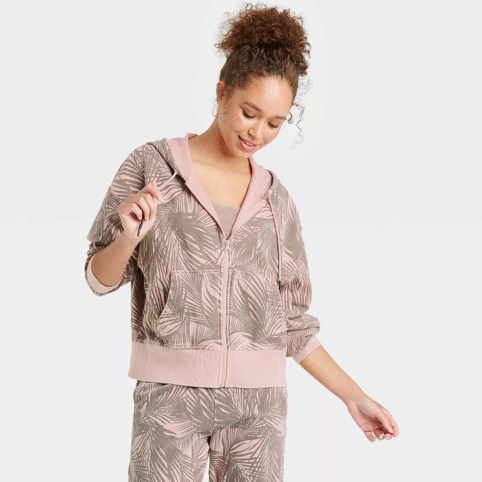 A full zip acid wash hoodie