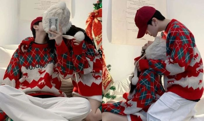 Chụp ảnh cùng người yêu Giáng Sinh dễ thương