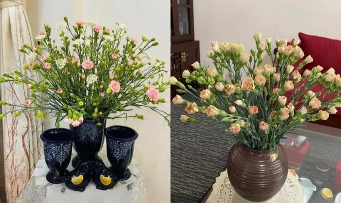 Cách cắm hoa phăng ngày Tết hình dẻ quạt