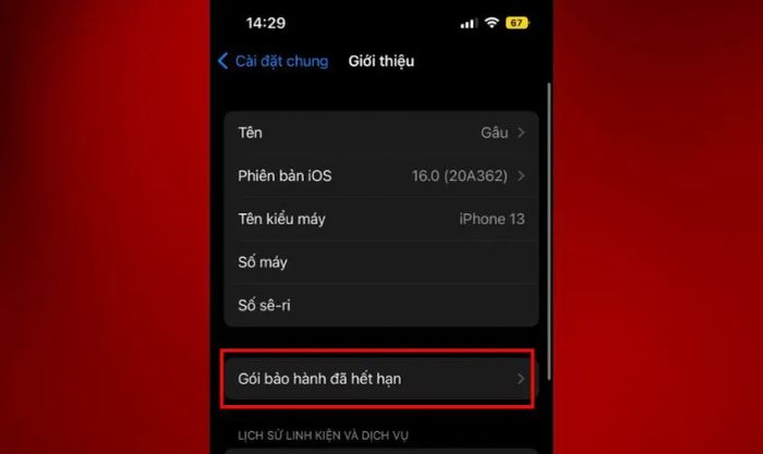 Xem thông tin Bảo hành giới hạn và ngày hết hạn
