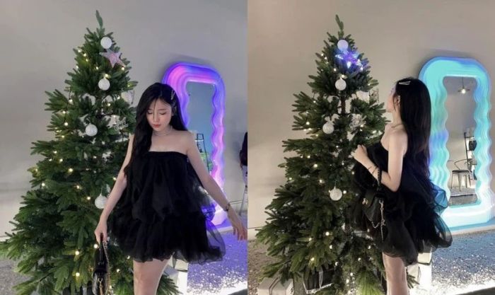 Chụp ảnh cùng cây thông Noel cực kỳ đơn giản