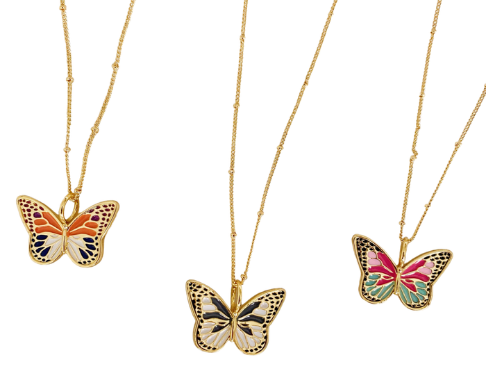 Butterfly necklaces available in three beautiful color options.