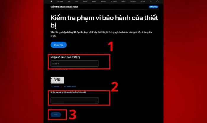 Dán số Sê-ri đã sao chép vào ô Nhập số Sê-ri và bấm Gửi.
