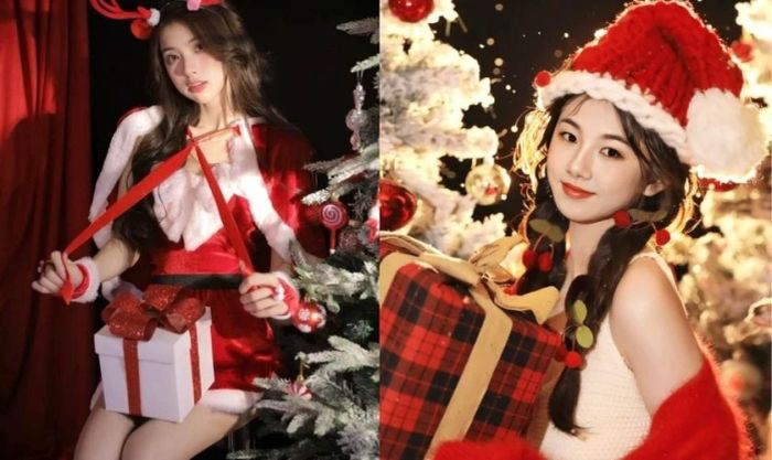 Chụp ảnh cùng hộp quà dành cho các bạn nữ