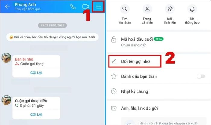 Đổi tên hiển thị bạn bè Zalo thông qua cách đổi tên gợi nhớ