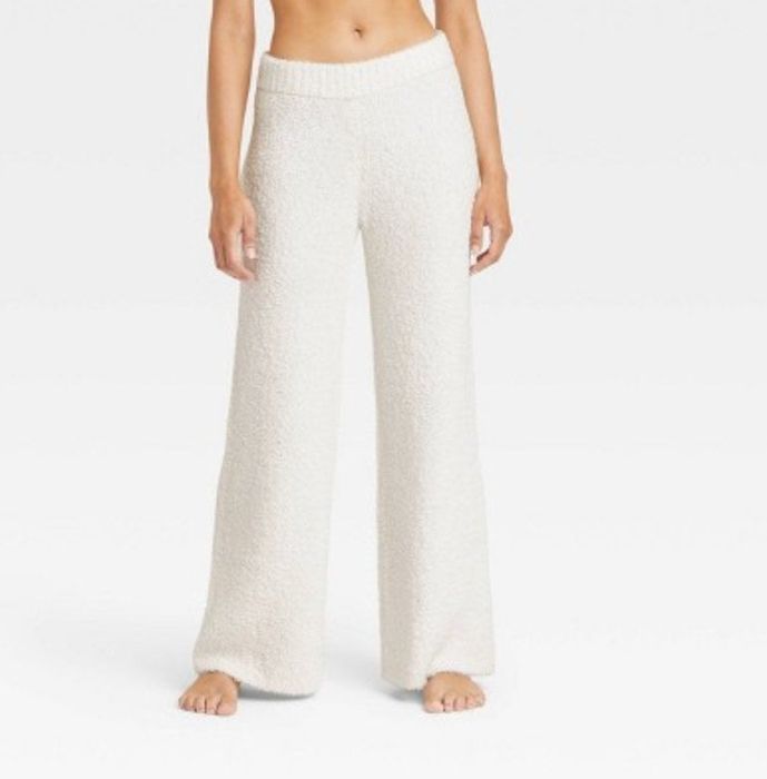 The white fuzzy pants