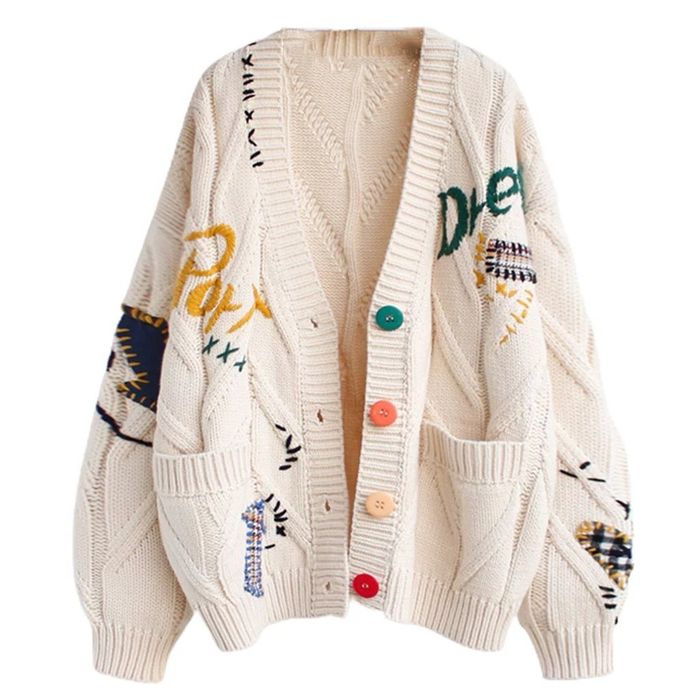 The cream-colored cardigan