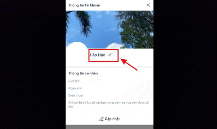 Nhấn vào biểu tượng Cây bút như trong hình dưới đây để thay đổi tên