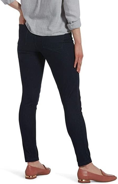 A back view of the denim leggings