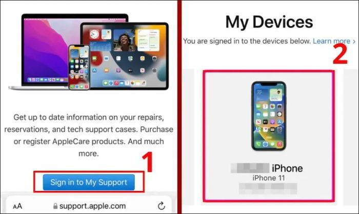 Trong phần My Devices, chọn thiết bị iPhone của bạn.