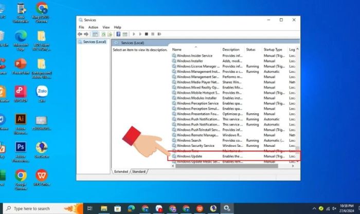 Mở cửa sổ cài đặt bằng cách nhấp đúp vào Windows Update