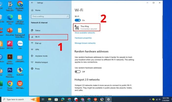 Chọn mạng Wifi mà bạn đang kết nối