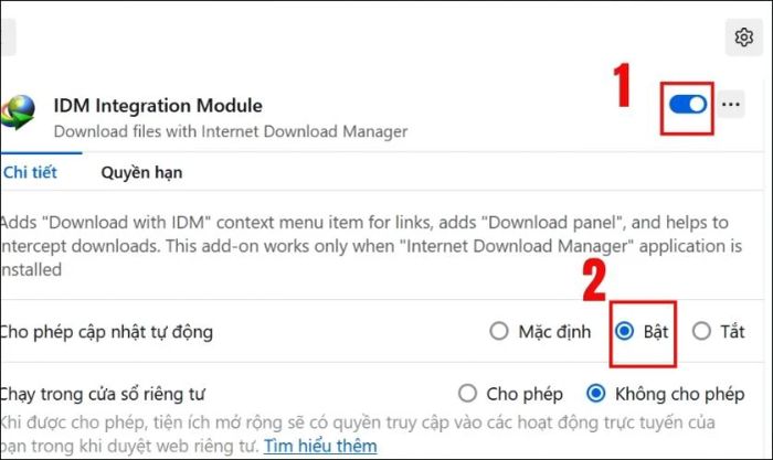 Kiểm tra IDM trong trình duyệt Firefox